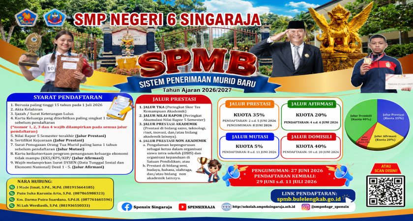 SPMB Tahun Pelajaran 2026/2027, Ayoo Daftar Sekolah kami!