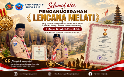 Kepala SMP Negeri 6 Singaraja Terima Lencana Melati dari Kwarnas Gerakan Pramuka.
