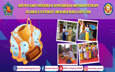 SISWI SMP NEGERI 6 SINGARAJA MENDAPATKAN JUARA 2 NYURAT AKSARA BALI LONTAR