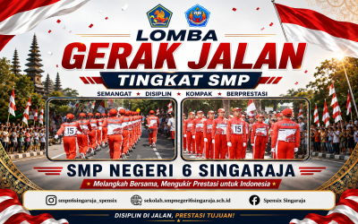 ???????? Tim Gerak Jalan SMP Negeri 6 Singaraja Tunjukkan Kekompakan di Lomba Gerak Jalan HUT Ke-81 Republik Indonesia